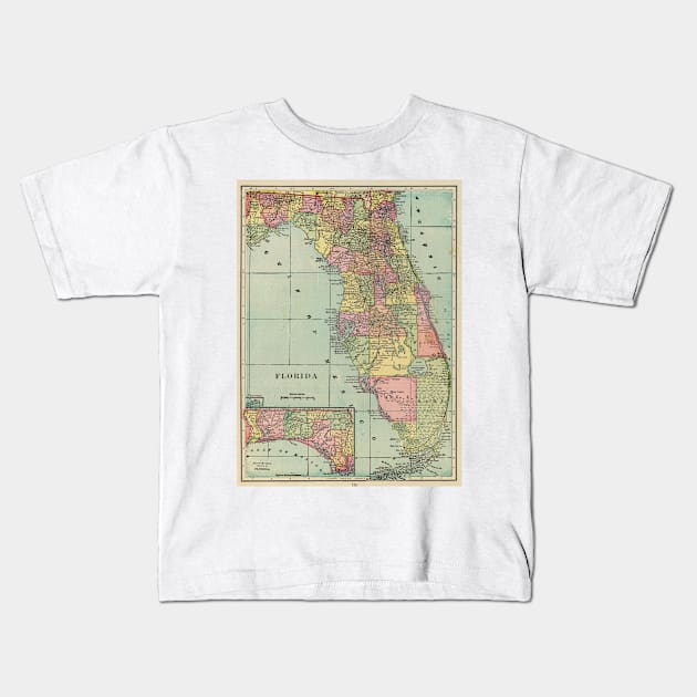 Vintage Map of Florida (1909) Kids T-Shirt by Bravuramedia